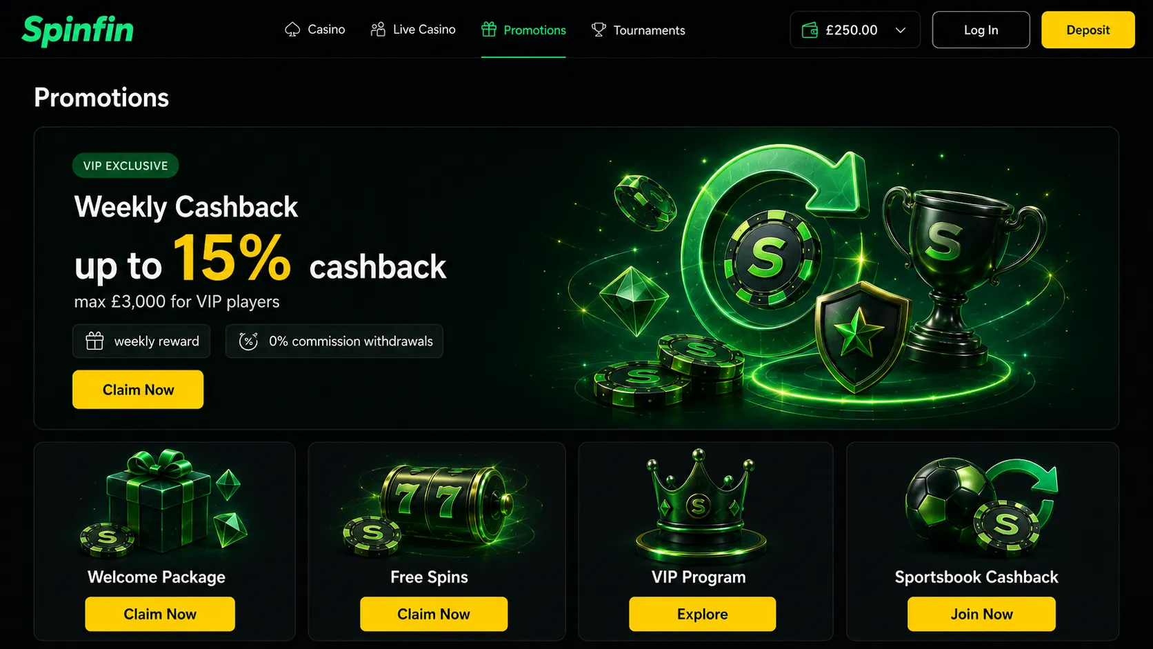 Availability of bonus codes in the UK Spinfin bonus